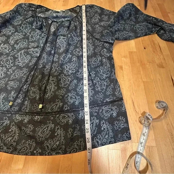 Michael Kors Navy Blue Paisley Print Blouse - Picture 11 of 11